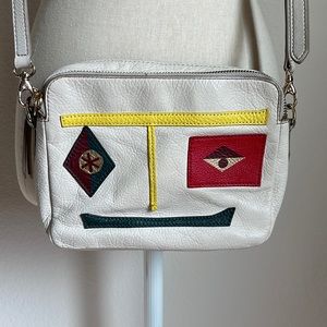 Fossil Sydney robot geometric shape face leather crossbody bag